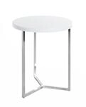 HAKU Beistelltisch rund Chrom wei&szlig; MDF Metall runder Couchtisch - Ma&szlig;e: H 54 x &Oslash;