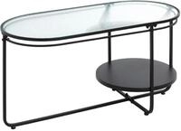 HAKU Couchtisch schwarz, Metall, Sicherheitsglas - Ma&szlig;e: B 90 cm x H 49 cm x T 42