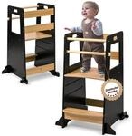 Baby Vivo Lernturm aus Holz H&ouml;henverstellbar - Kippschutz Kinderm&ouml;bel f&uuml;r Kinder