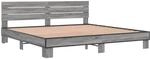 vidaXL Bettgestell Grau Sonoma 200x200 cm Holzwerkstoff und Metall