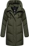 Ragwear Damen Mantel lange warme wasserdichte Winterjacke mit hohem Kragen und Kapuze