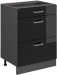 Vicco K&uuml;chenunterschrank R-Line, Schwarz Hochglanz, 60 cm