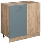 Vicco Eckunterschrank R-Line, Blau-Grau, 86 cm ohne Arbeitsplatte, zur freien
