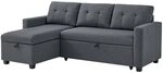 VitaliSpa Sofa L Form Campina, Grau, 226 x 163 cm | mit Schlaffunktion,...