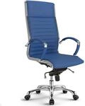 VERSEE Chefsessel Montreal aus Echtleder, Blau, Sitzh&ouml;he 46&ndash;54 cm | Ergonomischer
