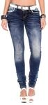 Cipo & Baxx Damen Hose Slim-Fit-Jeans mit bestickten Taschen