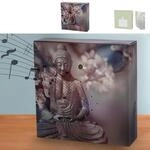Soundbox 'Buddha' Bewegungssensor | 12x12x3,5cm Pappe Kunststoff | Meditationssound