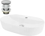 ML-Design Waschbecken aus Keramik in Wei&szlig; 60x40x12 cm Oval inkl....