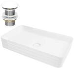 ML-Design Waschbecken aus Keramik in Wei&szlig; 68x38x12 cm Eckig inkl....