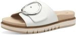 Tamaris Damen Wide Fit Pantoletten flach mit Klettverschluss und Schnalle, wei&szlig;