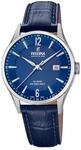 Festina Swiss Made Herrenuhr Analog aus Leder Blau | Quarzwerk, Kalender,