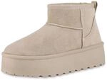 VAN HILL Damen Plateau Boots Plateau Profilsohle Bequem Schuhe 213732 Beige 39