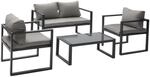 Happy Garden Gartenm&ouml;bel Ibiza aus grauem Stoff 4-Sitzer - Aluminium Anthrazit