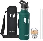 Sparrow Edelstahl Trinkflasche 1L - Thermosflasche mit Strohhalm