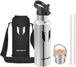 Sparrow Edelstahl Trinkflasche- 0.5L/0.75L/1L- Thermosflasche mit Strohhalm 