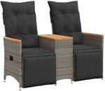 vidaXL Gartensofa, Sofa 2-Sitzer mit Tisch Verstellbare R&uuml;ckenlehne...