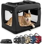 lionto Hundetransportbox, Faltbar, f&uuml;r Reise & Auto, 101x69x70 cm, Schwarz | Stabile