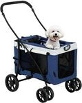 PawHut 2 in 1 Hundewagen Hundebuggy Klappbar, Hund & Katze bis 10 kg, Blau