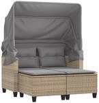 vidaXL Gartensofa 2-Sitzer mit Dach Hockern, Outdoor Sofa Gartenm&ouml;bel, Garten...