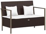vidaXL Gartenbank, Sitzbank 2-Sitzer mit Kissen, Parkbank mit Stauraum...