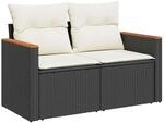 vidaXL Gartensofa mit Kissen 2-Sitzer, Sofa mit Staufach unter Sitzfl&auml;che,