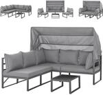 SVITA Maui Gartenm&ouml;bel-Lounge-Set mit Dach Outdoor-Sofa Strandkorb-Sonneninsel Stahl
