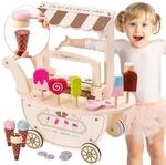 Mamabrum Eiswagen Holzspielzeug Set - Eisdiele mit Magnetischem Zubeh&ouml;r,