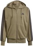 adidas Herren Essential Three Stripes French Terry Fullzip Hoodie Sweatshirt, Olive