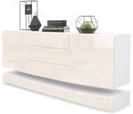 Vladon Sideboard City, Made in Germany, Wei&szlig; matt/Creme Hochglanz - Moderne...