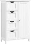 VASAGLE Badezimmerschrank, 4 Schubladen, Schrankt&uuml;r, 30 x 55 x 82 cm | schmaler