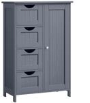 VASAGLE Badezimmerschrank, schmaler Badschrank, Beistellschrank, Kommode, mit 4