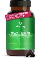 Vitabay Liposomales NAD+ 1000 mg mit Trans-Resveratrol 600 mg - 90 vegane...