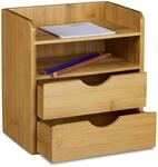 Relaxdays Schreibtisch-Organizer, 2 Ablagen, 2 Schubladen, HBT: 21 x 20 x 13cm,