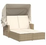 vidaXL Doppel Sonnenliege, Sonnenbett mit ausziehbarem Sonnendach, Doppelliege...