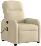 vidaXL Massagesessel Creme Stoff, Massage TV-Sessel, Sessel mit Massagefunktion,