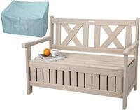 needs&wants&reg; Gartenbank Holz wetterfest mit Stauraum und Abdeckung, 2-Sitzer