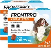 FRONTPRO Hund L - Kautablette gegen Zecken & Fl&ouml;he (Hunde 10 bis 25 kg) - 2x3
