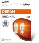 Osram ORIGINAL LINE 12V, W3W, signal lamp, Glass Wedge Base, Double Blister (2...