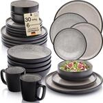 S&Auml;NGER Luxor Steingut Geschirrset 6 Personen Teller Set 30tlg Beige Braun |...