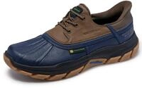 Skechers Herren Respected Tanzier Sneaker, Navy Leather Duraleather Tan Trim, 42 EU