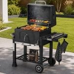Strattore Holzkohlegrill XL BBQ Grillwagen Verstellbarer Standgrill mit Deckel