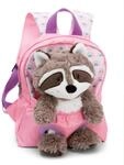 NICI Kinderrucksack rosa 2 in 1 mit Kuscheltier Waschb&auml;r 25cm - Kindergartenrucksack