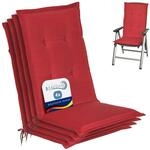 Beautissu 4er Set Gartenstuhlauflage 120x50x6 cm Loft HL Rot &ndash; Hochlehner...