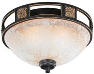 Trio Leuchten Deckenleuchte Quinta 608100224, Metall rostfarbig, Glas alabasterfarbig