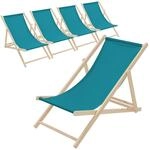 ECD Germany 5er Set Liegestuhl klappbar, Petrol, aus Holz, Sonnenliege mit...