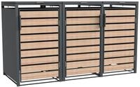 WESTMANN Metall M&uuml;lltonnenbox Lacina 3x240 L Anthrazit mit Gasdruckfedern
