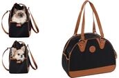 Flamingo Hundetasche - Tragetasche Paddie Schwarz - 41 x 19 x 30 cm - Polyester mit