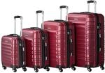 Zelsius Koffer Set 4 St&uuml;ck, Rot | ABS Hartschalenkoffer mit Zahlenschloss, 4...