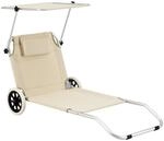[en.casa] Sonnenliege Lazkano mit Rollen 150x62cm Gartenliege Liege Strandliege