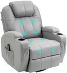 HOMCOM Relaxsessel mit Massagefunktion Fernsehsessel Wippfunktion Grau 